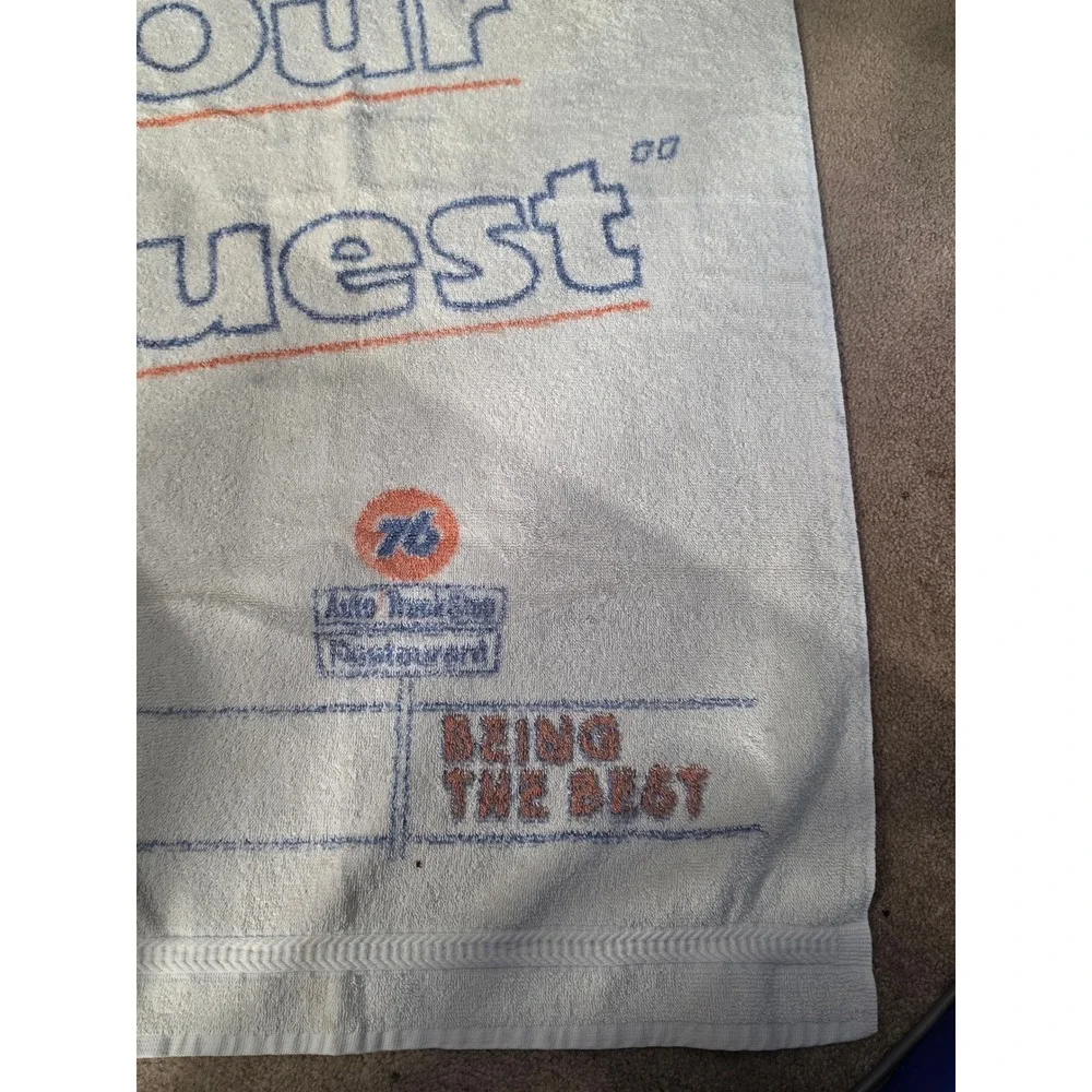 Vintage Union 76 Gas Station Towel Be Our Guest Auto Trucking Restaurant‎ White